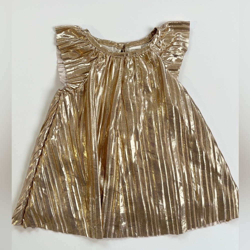 🩵‎ 4/$20 Shimmering Gold Pleated Baby Dress